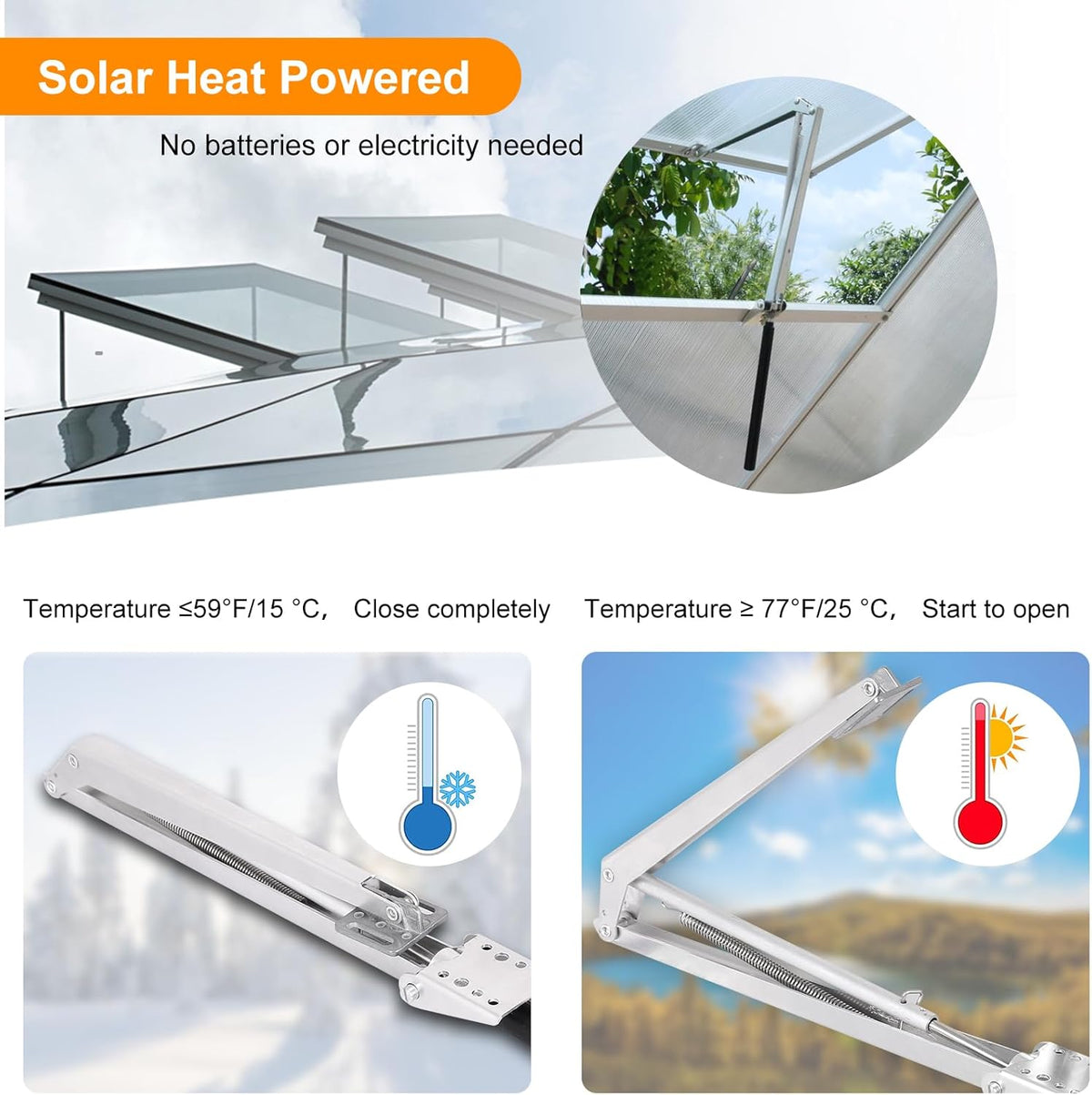 Greenhouse Vent Automatic Opener Auto Roof Vent Opener Greenhouse Window Opener Solar Heat