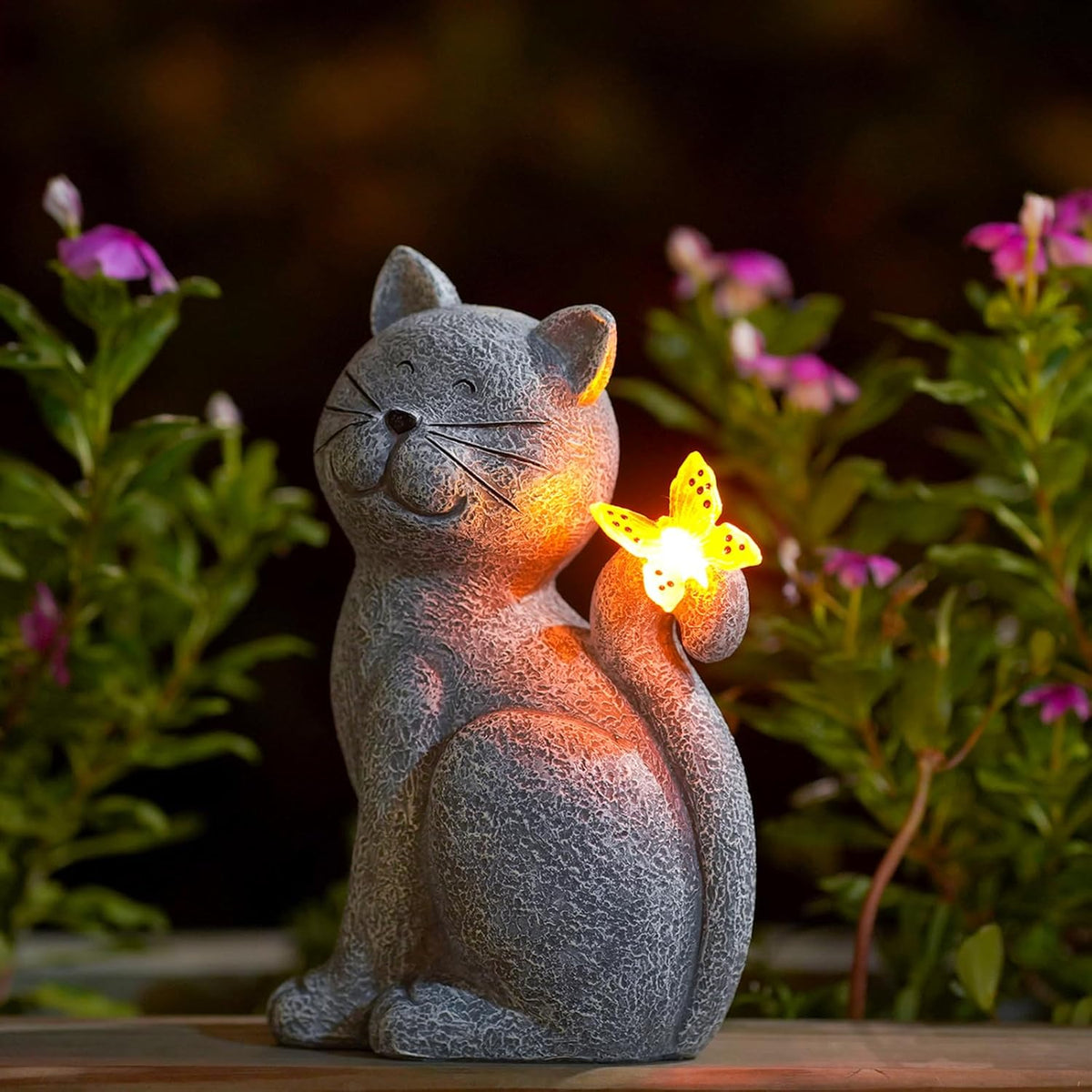 Nacome Cat Outdoor Statues for Garden: Outside Decor with Butterfly Clearance for Yard Art Lawn