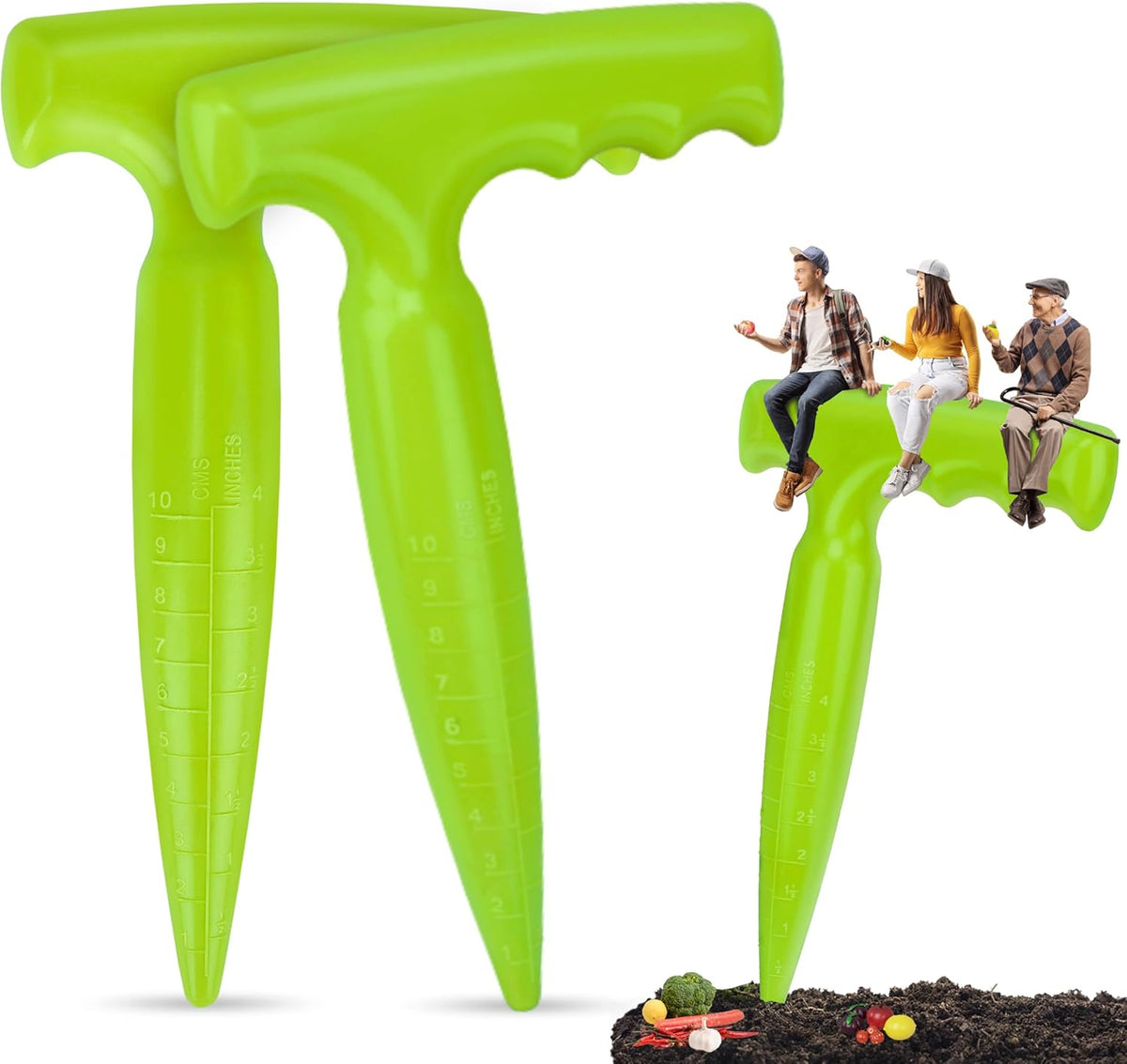 2pcs Seed Planter Tool, 6.9" Dibber Garden Tool, Plastic Seed Dibbler for Planting, Bulb Digger