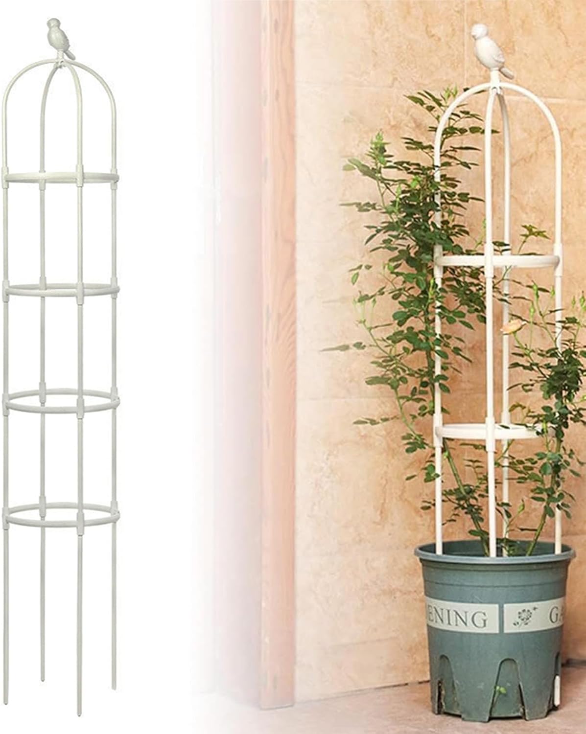 6ft Garden Obelisk Trellis for Climbing Plants-Rustproof Metal Pipe with Heavy Duty Plastic Coated