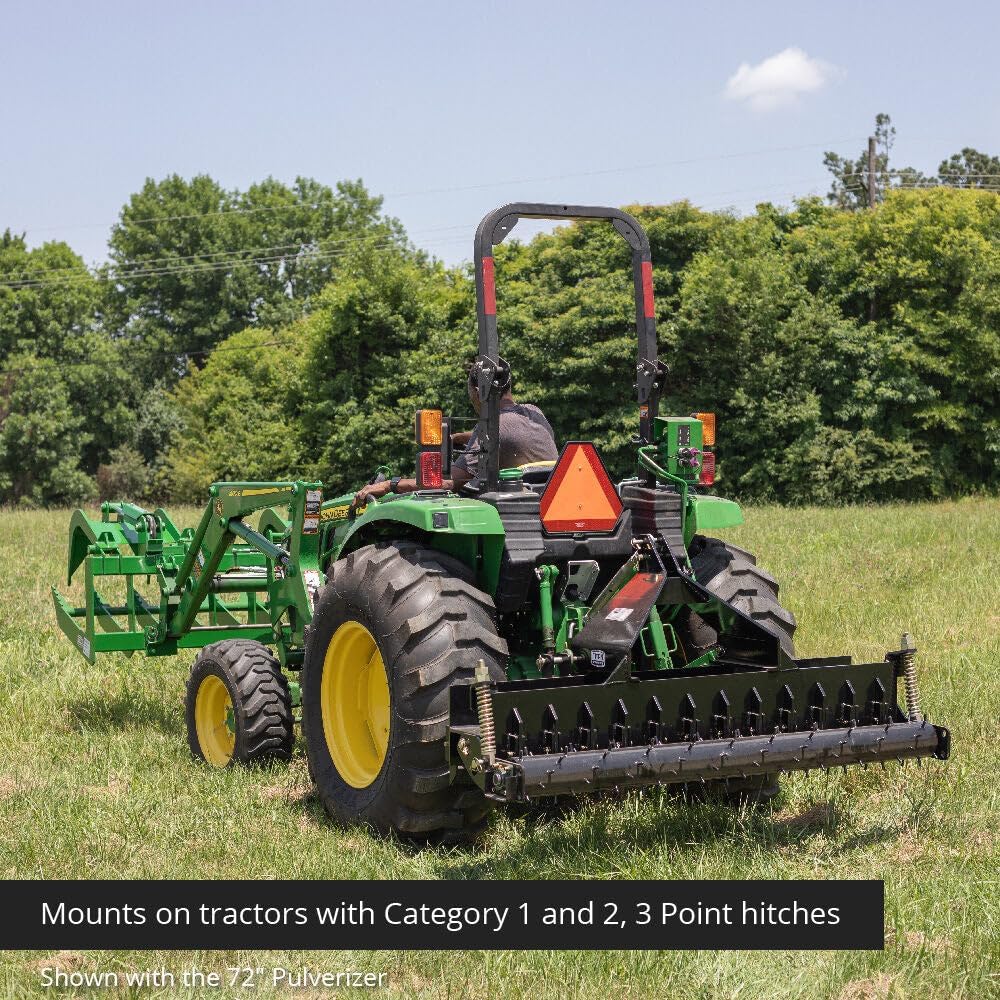 Titan Attachments 60in Soil Yard Pulverizer, Spiked Drum, Category 1 and 2, 3 Point, Quick Hitch