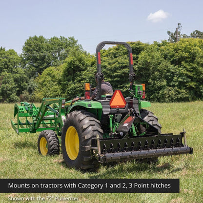 Titan Attachments 60in Soil Yard Pulverizer, Spiked Drum, Category 1 and 2, 3 Point, Quick Hitch