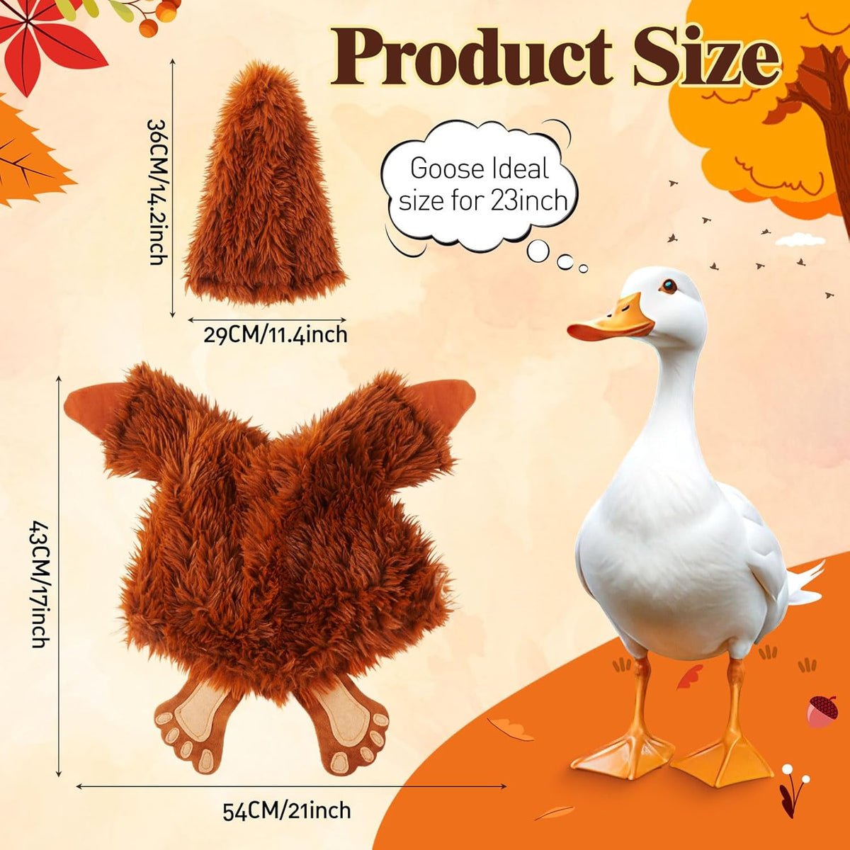 Vinsot Halloween Outdoor Porch Geese Outfit, 23" Patio Yard Porch Desk Goose Coat, Lawn Goose