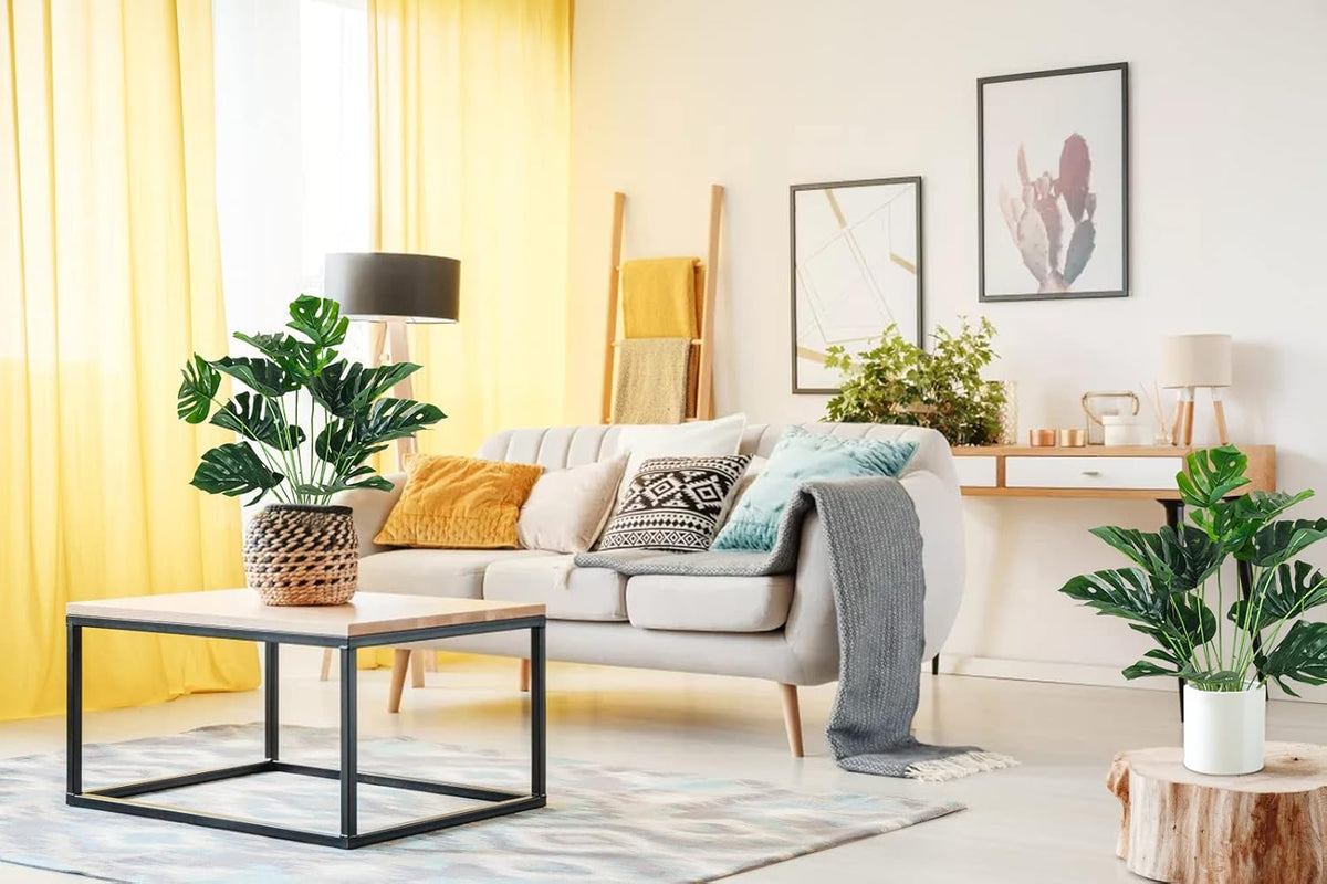 RECUTMS Artificial Palm Tree Leave Plants Faux Large Tropical Monstera Turtle Leaf Indoor Outdoor