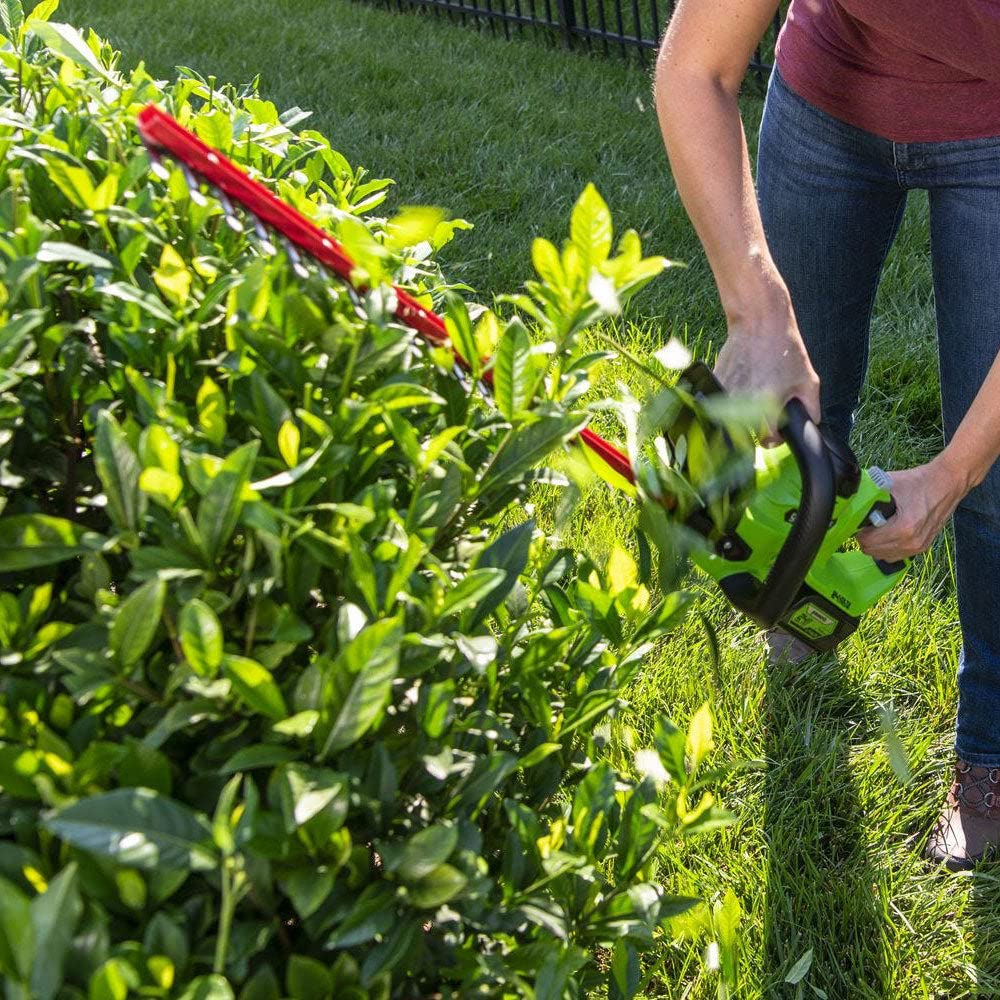 Greenworks 24V 22" Cordless Laser Cut Hedge Trimmer, 4.0Ah USB Battery and Charger Included
