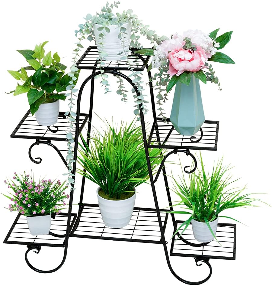 6 Tier Plant Stand Metal Flower Shelves Plant Display Stand Indoor Outdoor Patio Plant Rack Flower