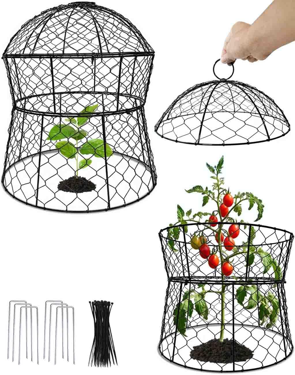 Garden Cloches for Plants 2 Pack Metal Plant Protectors from Animals Chicken Wire Cloche Updated