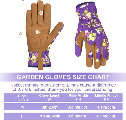 Womens Gardening Weeding Working Gloves, Leather Garden Glove for Women Thorn Proof No Stab for