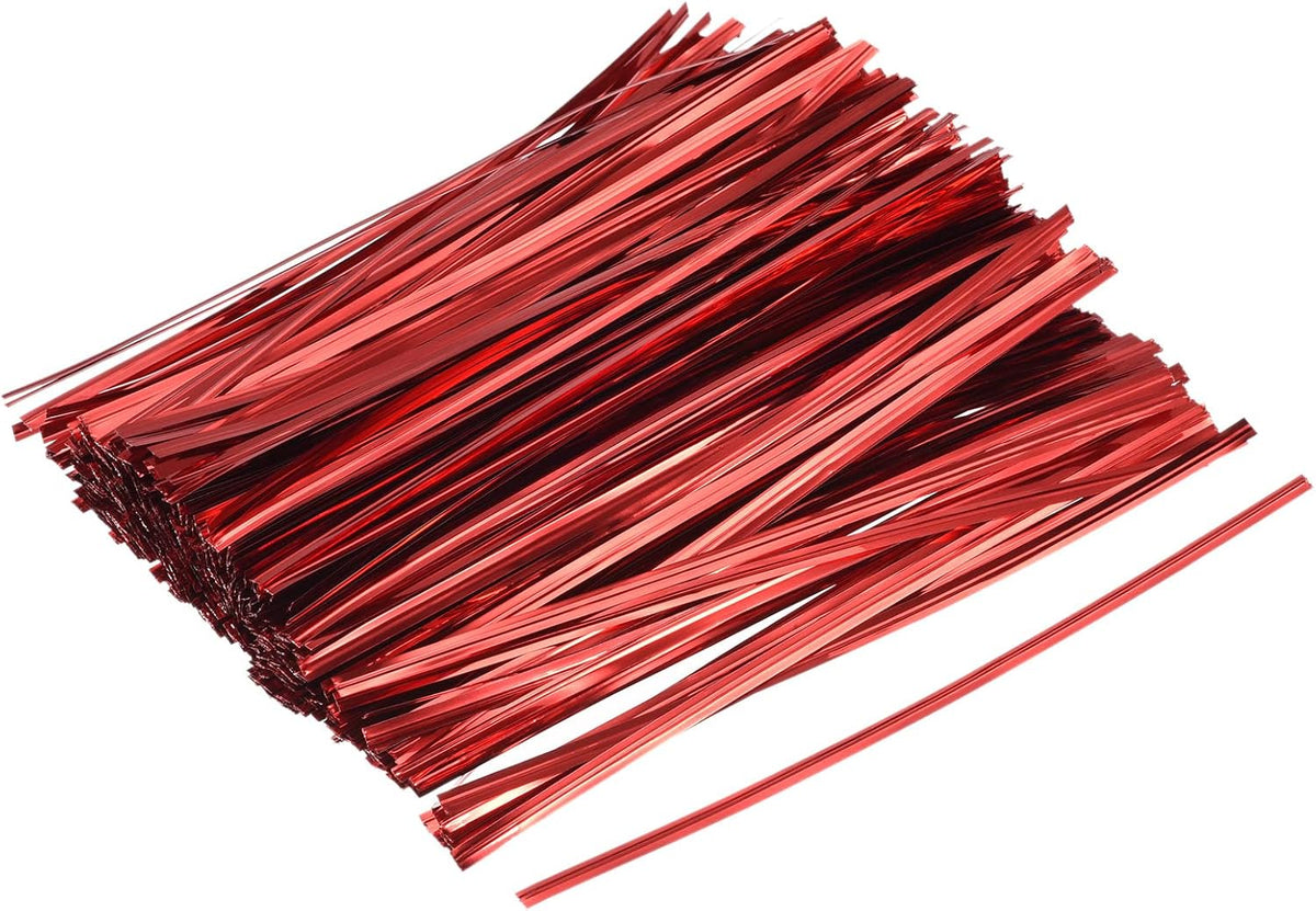 MECCANIXITY Foil Twist Ties 6" 15cm Metallic Plastic Closure Tie for Tying Bread, Candy, Cookies