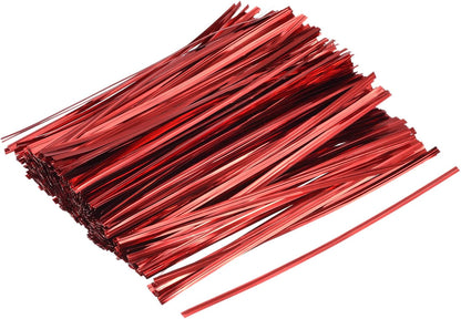 MECCANIXITY Foil Twist Ties 6" 15cm Metallic Plastic Closure Tie for Tying Bread, Candy, Cookies