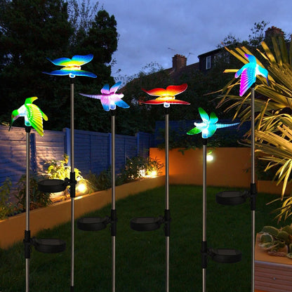 EiGreen 6 Pack Solar Garden Stake Lights Outdoor, Yard Figurine Stake Light, Flower Hummingbird