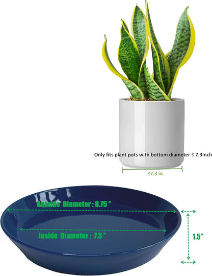 2 Pack 8 Inch Flower Pot Saucers - 9 Inch (8.7 Inch) Ceramic Plant Saucer for Outdoors & Indoors