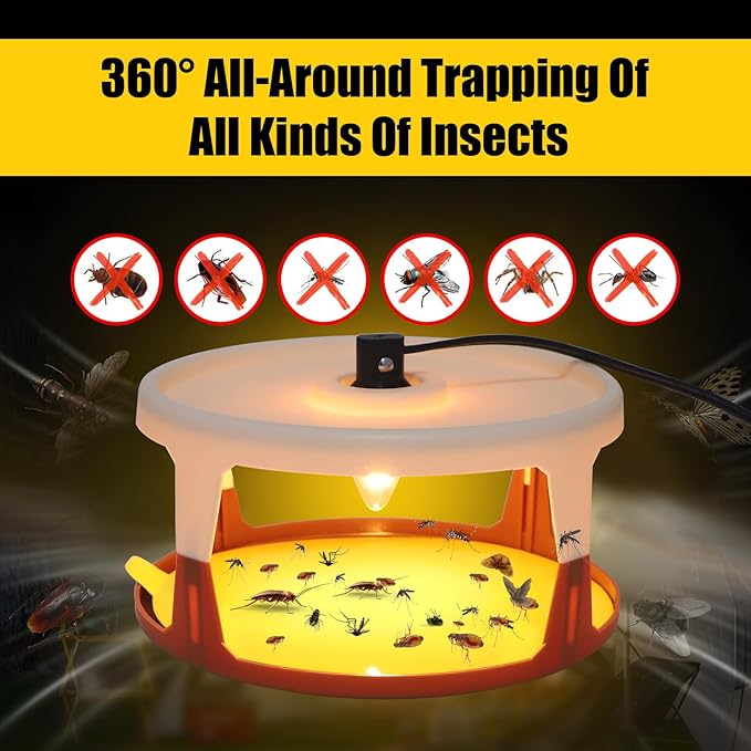 4 Pack Flea Traps for Inside Your Home, Flea Light Trap for Indoor Flying Insect Control Trapper