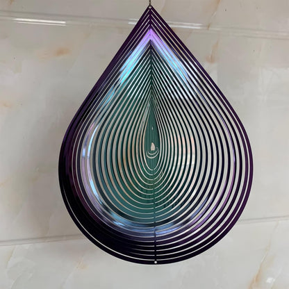 Wind Spinner Garden Indoor Outdoor Decor 3D Stainless Steel Metal Hanging Decorations, 3D Water