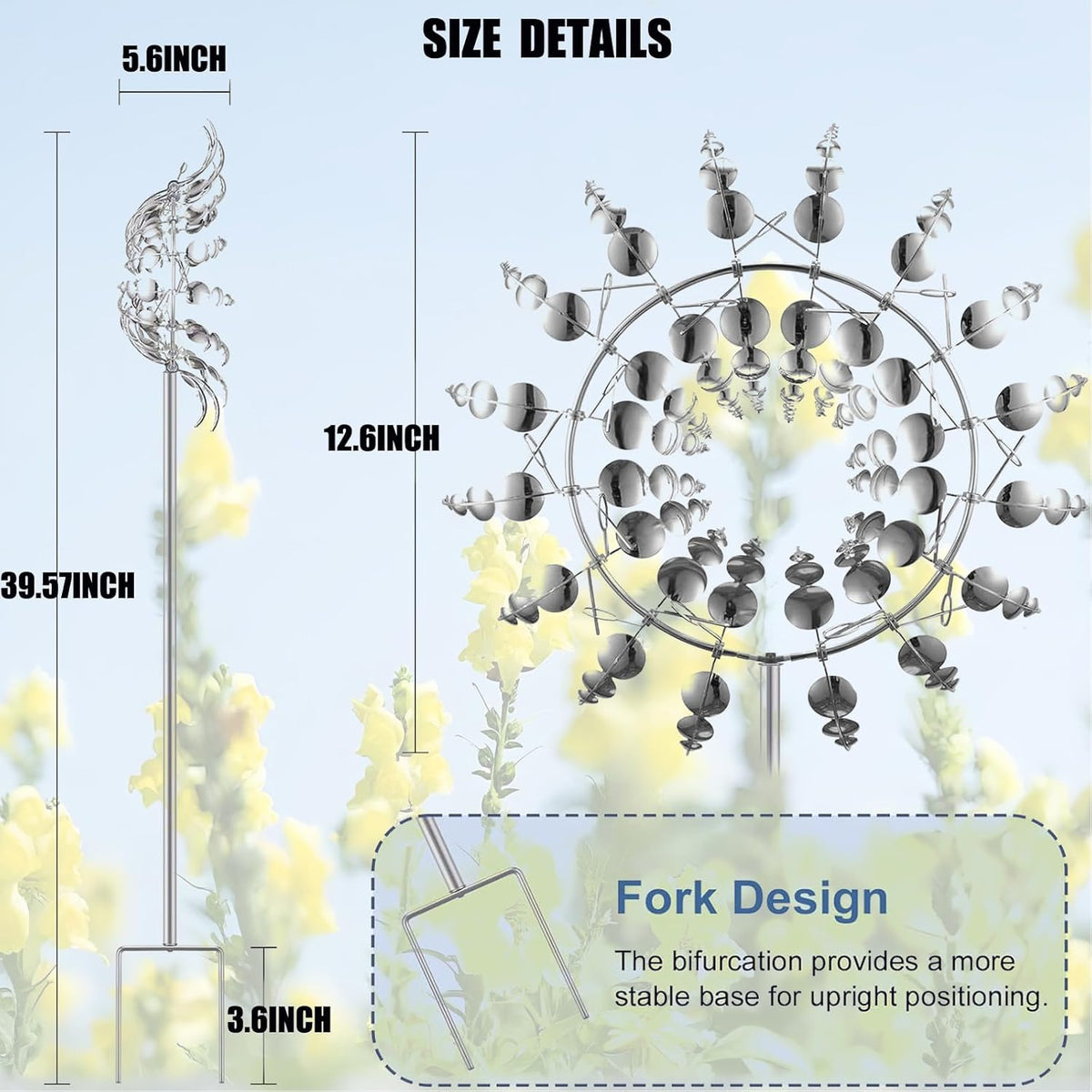 Windmill for Yard and Garden,Wind Spinner,Magical Metal Windmill, 3D Wind Powered Kinetic