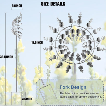 Windmill for Yard and Garden,Wind Spinner,Magical Metal Windmill, 3D Wind Powered Kinetic