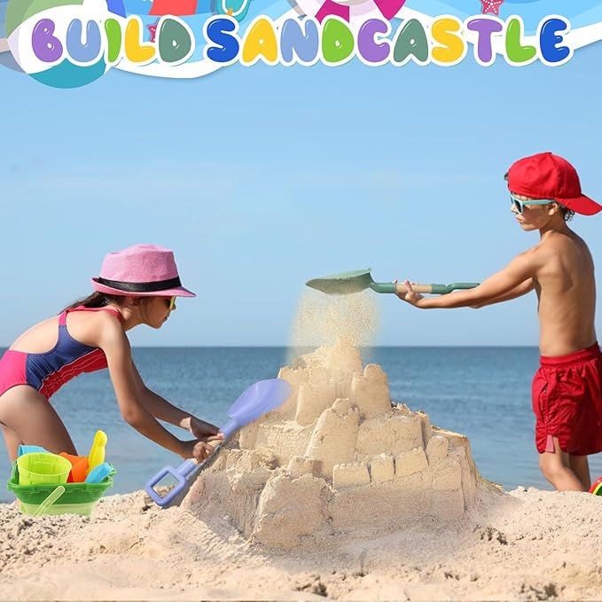 Wood Handle Beach Shovel for Kids Digging, Sand Spade Sandbox Toy for Kids 4-12, Safe Plastic