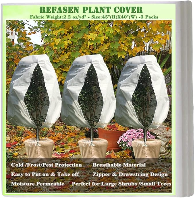 Plant Covers Freeze Protection,3 Packs 45”H X40”W Frost Blankets for Outdoor Plants Frost Cloth