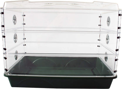 EarlyGrow 95457 24" x 15" x 16.75" Domed Propagator, Green, 3 Side Extenders and Locking Clip Set