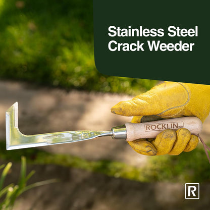 Rocklin™ Crack Weeder – 13" Stainless Steel Manual Crevice Weeding Tool with Beech Wood Handle