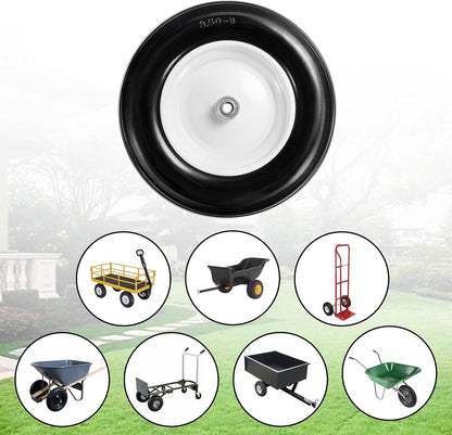 (2-Pack) Fits 4.80/4.00-8, 3.50/2.50-8, 4.00-6, 4.00-8 Wheelbarrow Wheels,14.5" Wheelbarrow Flat