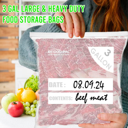 3 Gallon Large Plastic Bags with Zipper Top, | 50 Count | 2 Mil | 16" x 18" | Heavy-Duty Reusable