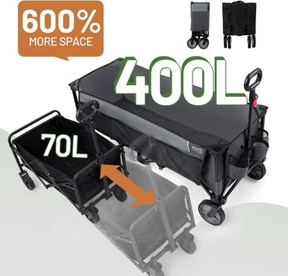 Timber Ridge 51.2'' Extended Collapsible Wagon Cart, 500LBS Heavy Duty Foldable Utility Wagon with