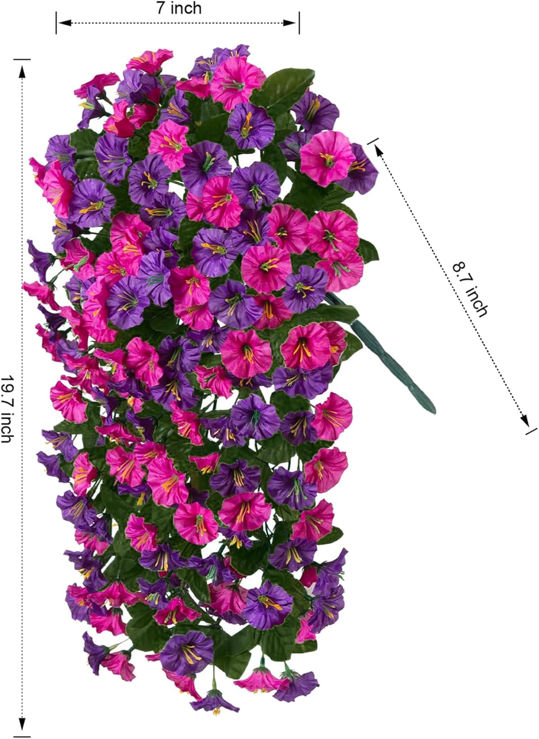 HyeFlora Artificial Fake Hanging Flowers Plants for Outdoor Outside, 2PCS Faux Silk Morning Glory
