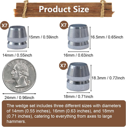 21 PCS Round Axe Handle Wedge Safety Handle Metal Wedge Hammer Handle Wedges for Axe Hammer Sledge