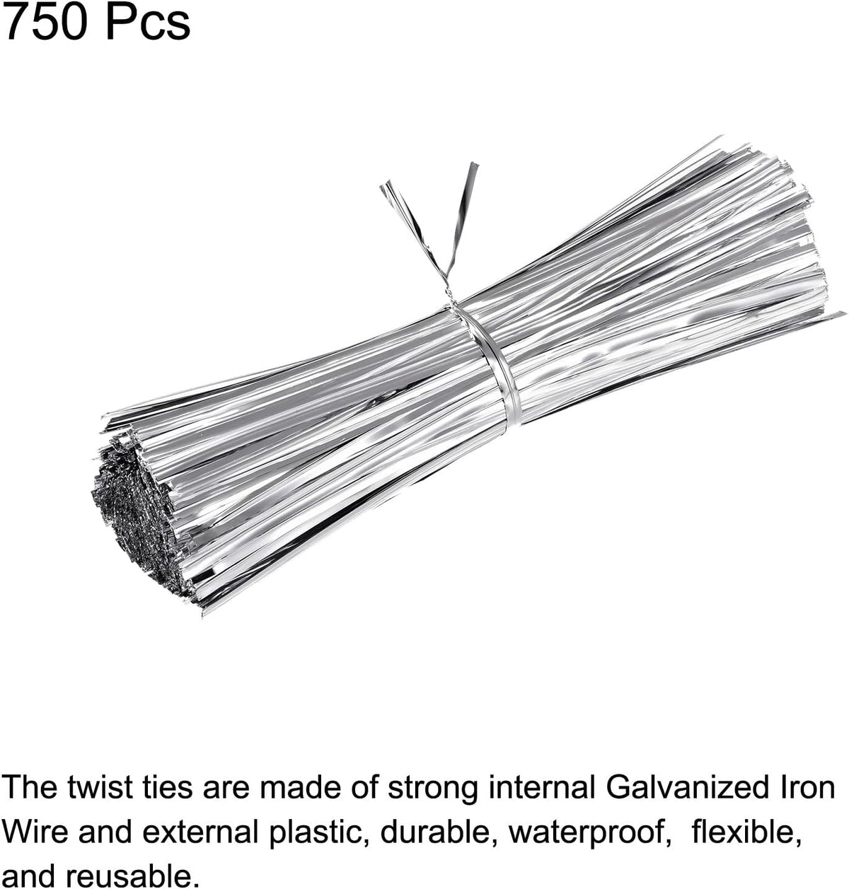 MECCANIXITY Foil Twist Ties 6" 15cm Metallic Plastic Closure Tie for Tying Bread, Candy, Cookies