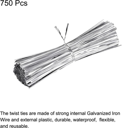 MECCANIXITY Foil Twist Ties 6" 15cm Metallic Plastic Closure Tie for Tying Bread, Candy, Cookies
