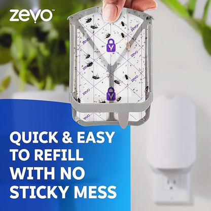 Zevo 2 Flying Insect Traps & 4 Refill Cartridges - Plug in Fly Trap & Indoor Bug Catcher for Gnats
