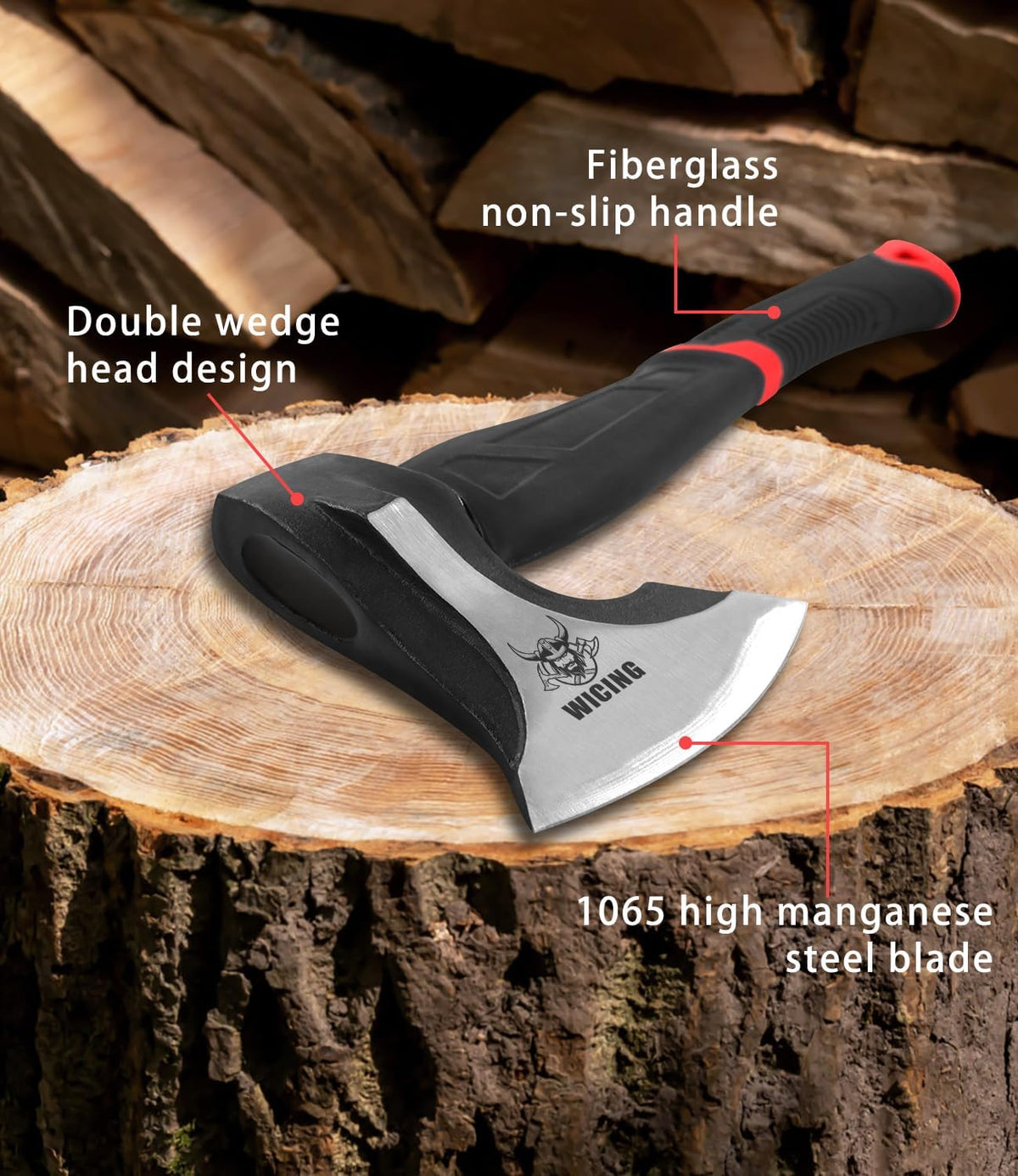 15 inch Hatchet for Small to Medium Size Kindling, Splitting Axe 1065 High Manganese Steel and