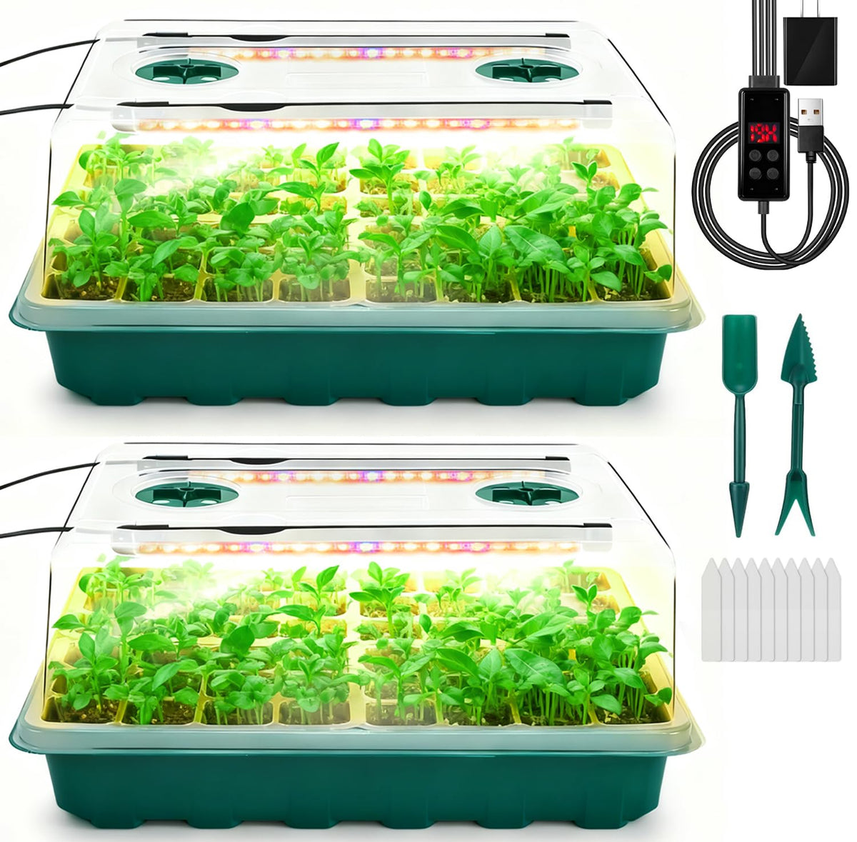 Ryscam Seed Starter Tray with Grow Light, 96-Cell Seed Starter Kit, Seedling Starter Trays with