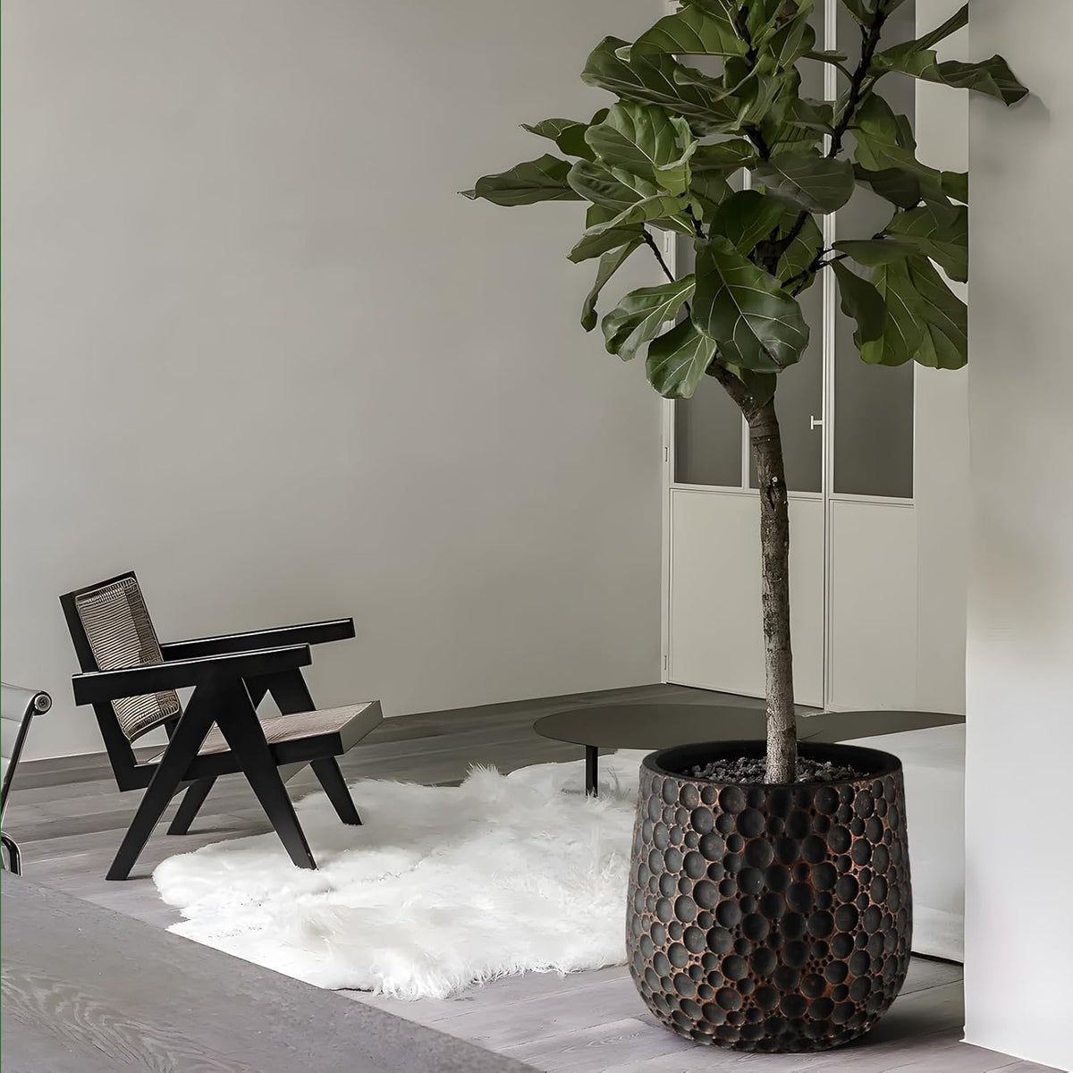 Craft flowerpots 18"+13"+9" Dia Round Concrete Planter Set of 3 Large Outdoor/Indoor Planter Pots