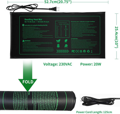 NAMOTEK Seedling Heat Mat, 10" x 20.75" Waterproof Plant Heating Mat, Warm Hydroponic Heating Pad