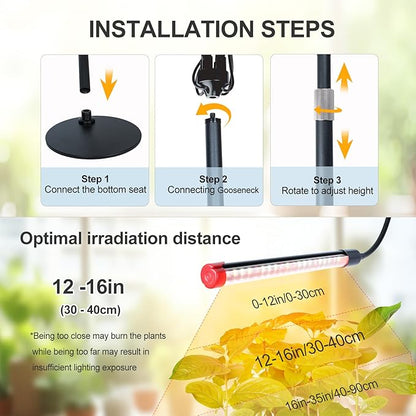 5-Head Table Top Grow Lights for Indoor Plants, Seed Starting, Bonsai with Timer, 45W Power Home