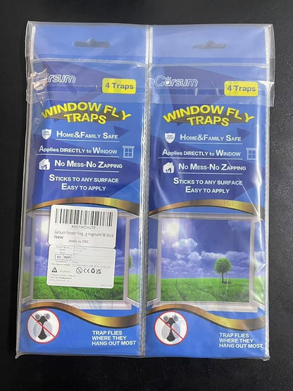 Garsum Window Fly Traps Indoor, 96 Pieces Fly Paper Bug Sticky Strips, House Fly Killer Window