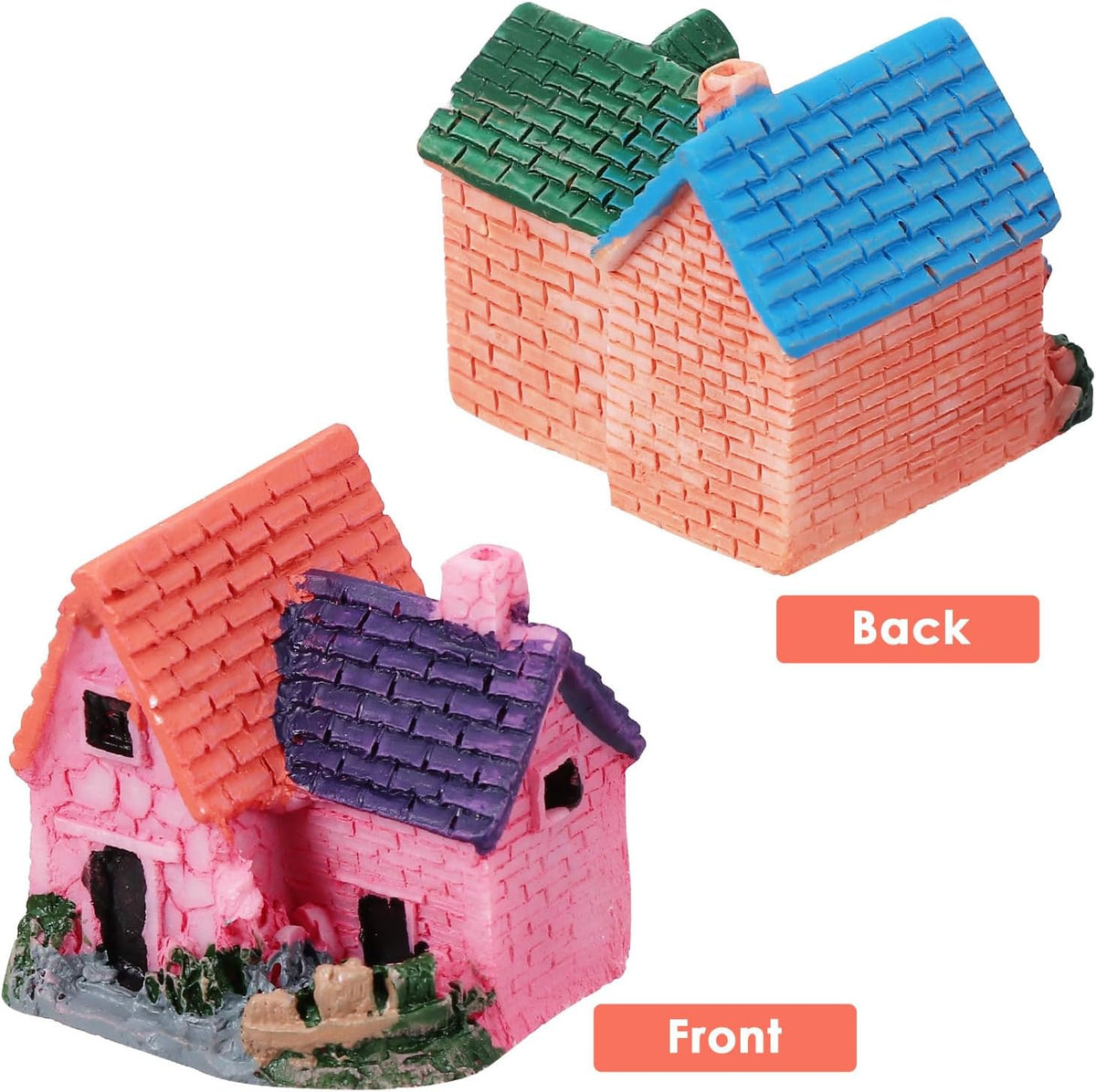10Pcs Miniature Fairy Garden Resin Houses, Lifelike Village Cottage Figurines for Succulent Plants