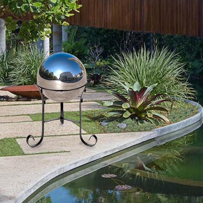 Nerien 8 Inch Gazing Ball, Stainless Steel Garden Mirror Globe, Polished Ornament Sphere, Hollow