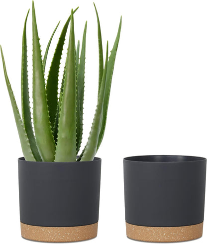 kubvici Plant Pots for Indoor Plants, 2 Pack 10 Inch Plant Pot Plastic Flower Pots Planters with