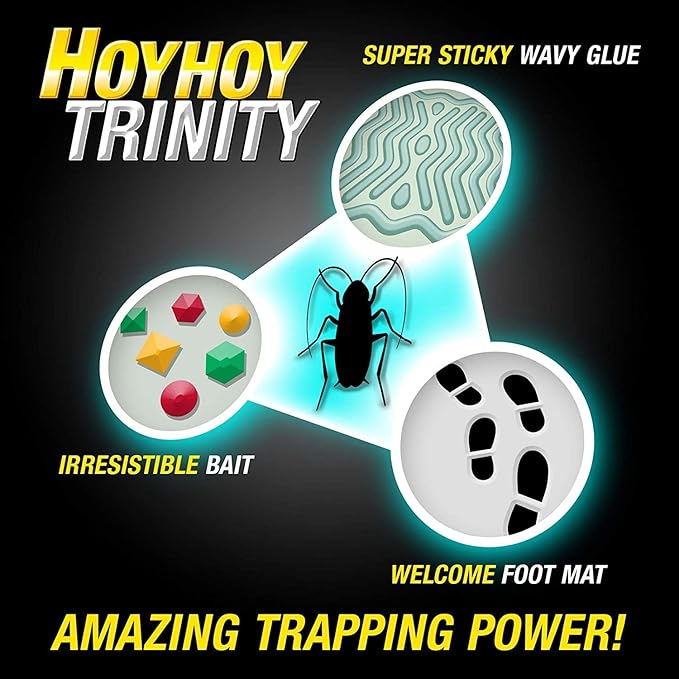 HOY HOY Trap A Roach - 100 Traps [20 Pack] Bait Glue Traps, Kids & Pet Safe Indoor Home, Sticky