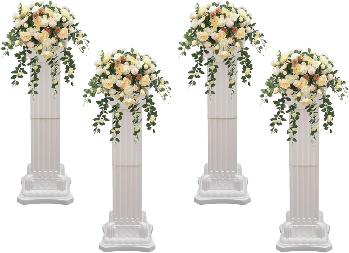 Roman Column Pedestal, Plastic White Columns for Weddings Indoor/Outdoor Roman Pillar Stand for