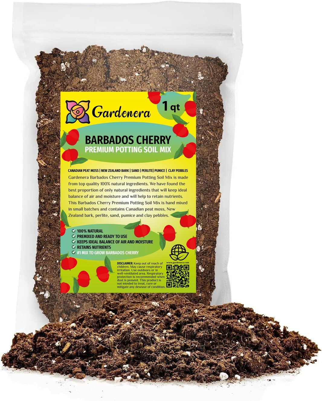 Gardenera Premium Barbados Cherry Plant Potting Mix - Crafted for Flourishing Growth and Tangy
