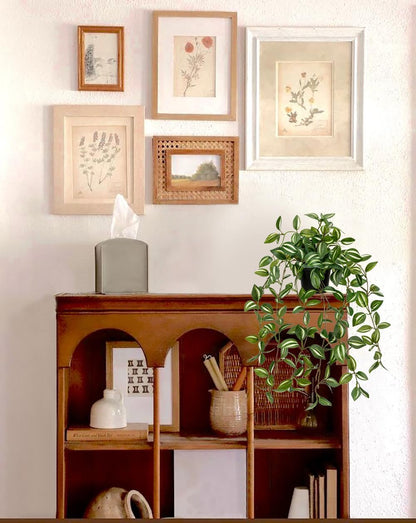 2 Pack Fake Hanging Plants for Shelf in Back Pot, Small Artificial Hanging Ivy Vine Plants Indoor