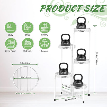 iDavosic.ly Plant Stand Indoor Outdoor, 5 Tier Corner Metal Flower Display Holder Shelf, Folding