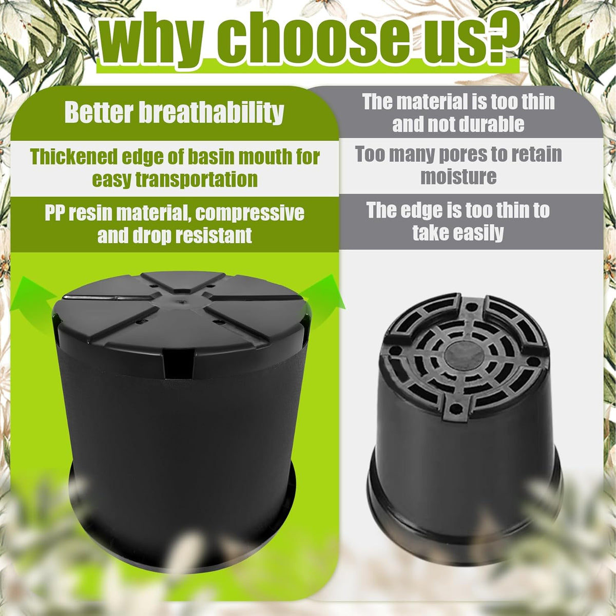 20 Gallon Nursery Pots Plastic Container Injection Molded Pot for Plants Flexible with Drainage