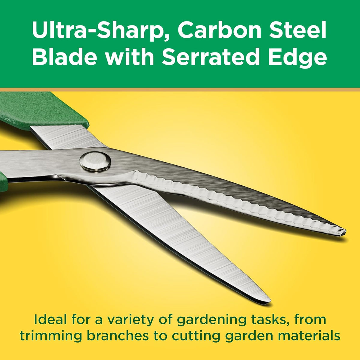 Miracle-Gro 8 in. All-Purpose Steel Garden Utility Shears with Serrated Blades – Comfort Grip Yard