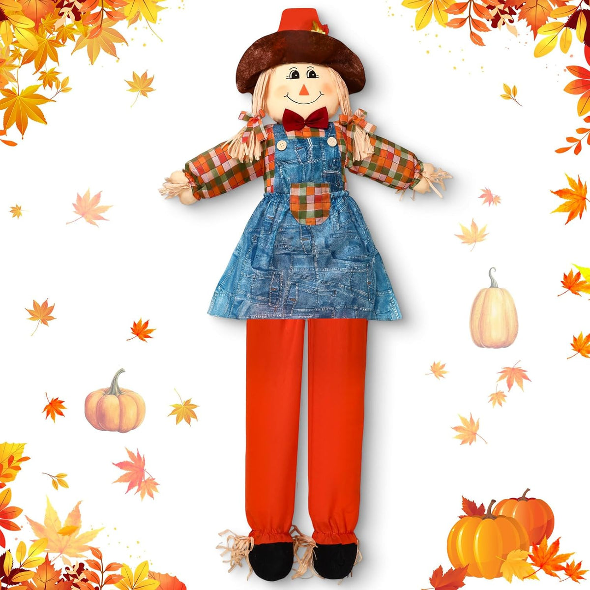 Marsui 1 Pcs 59" Large Outdoor Scarecrow Fall Harvest Thanksgiving Halloween Decoration, Life Size