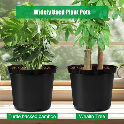 5 Gallon 12 Inch Plastic Nursery Pots, Plant Containers with Drainage Holes, Round Sturdy Garden